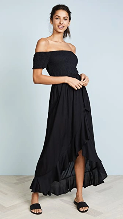 Tiare Hawaii Cheyenne Off The Shoulder Cover-up Maxi Dress In Black