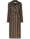 Victoria Beckham Double Breasted Summer Weight Tweed Coat In Blue