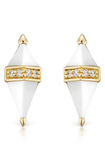 Sorellina Pietra Semiprecious Stone Stud Earrings In Ylwgold