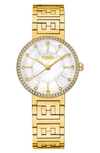 Fendi Diamond Bracelet Watch, 29mm In Gold/ White Mop/ Gold
