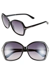 Tom Ford Carola 60mm Sunglasses In Black/ Gradient Grey Lenses