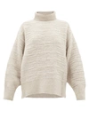 The Row Pheliana Roll-neck Merino-wool Blend Sweater In Stone
