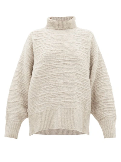 The Row Pheliana Roll-neck Merino-wool Blend Sweater In Stone