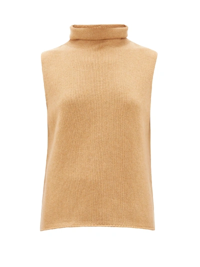The Row Beriko Sleeveless Roll-neck Cashmere Sweater In Camel