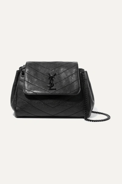 Saint Laurent Nolita Chevron-quilted Leather Shoulder Bag In Black