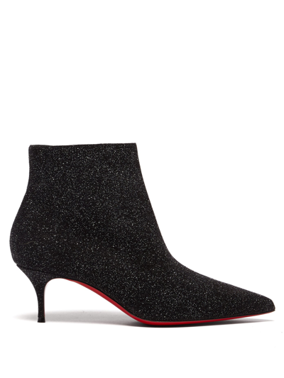 Christian Louboutin So Kate Booty 55 Glittered-leather Ankle Boots In Black