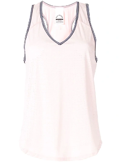 The Upside Lea V-neck Perforated-jersey Tank Top In Pink