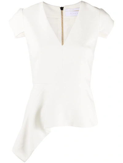 Roland Mouret Breen Asymmetric Stretch-crepe Peplum Top In White