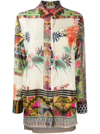 Etro Patchwork Button Front Shirt With Pockets In Multi