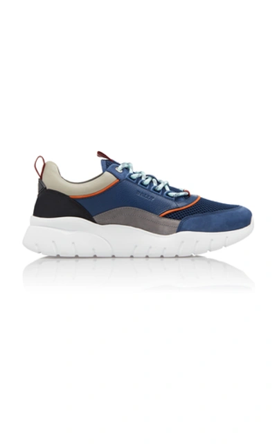 Bally Men's Birky Colorblock Mesh & Leather Sneakers In Blue