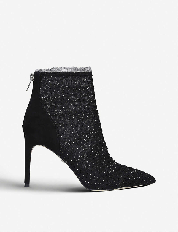 Sam Edelman Farren Suede And Tulle Heeled Ankle Boots | ModeSens