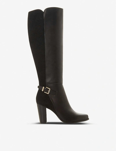 Dune Samuella Leather Knee-high Boots In Black-leather