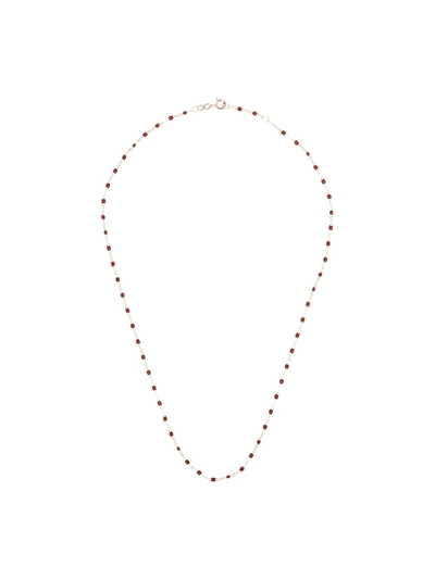 Gigi Clozeau 18k Rose Gold Red Beaded Necklace In 41 Burgundy