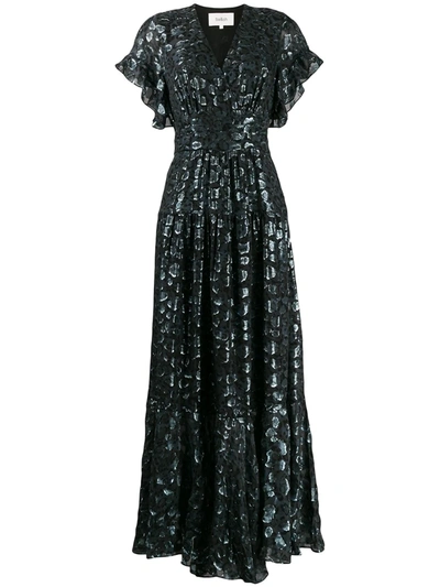 Ba&sh Grace Metallic Leopard-print Silk-blend Dress In Black