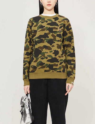 Bape Camouflage-patterned Cotton-jersey Jumper In Green