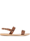 Ancient Greek Sandals Clio Python-print Leather Sandals In Brown