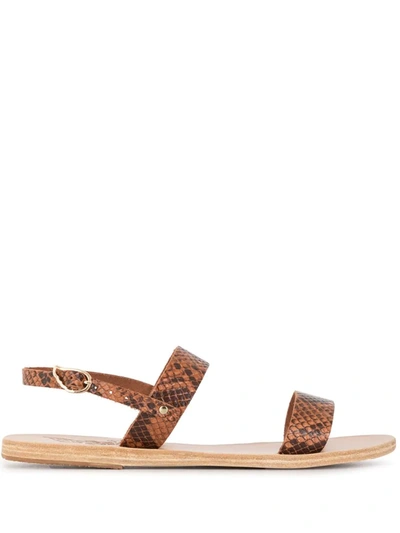 Ancient Greek Sandals Clio Python-print Leather Sandals In Brown