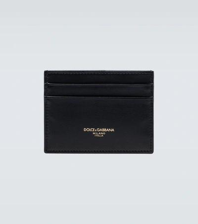 Dolce & Gabbana Leather Card Holder With Contrasting Logo Detail In Black
