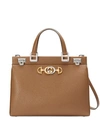 Gucci Zumi Grainy Leather Medium Top Handle Bag In Beige