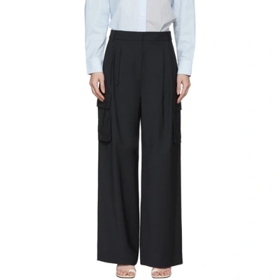 Tibi Tropical Wool Pleated Cargo Pant In Navy In Blue