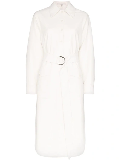 Tibi Faux Leather Shirtdress In White