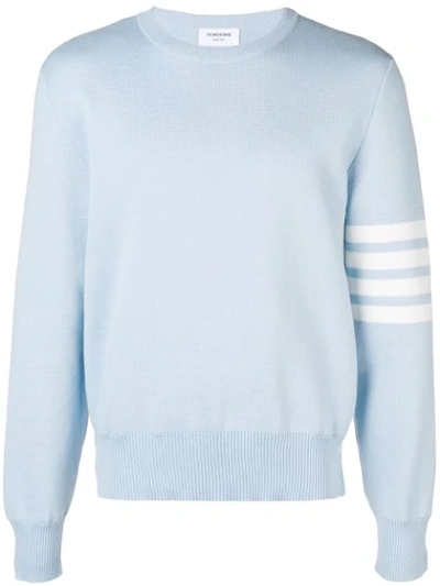 Thom Browne Milano Stitch Knit Cotton Crew Sweater In Blue