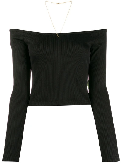 Alexander Wang T Off-the-shoulder Cropped Top In Black