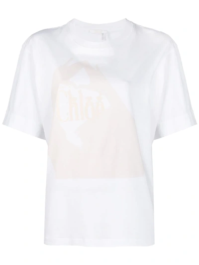 Chloé Oversized Printed Cotton-jersey T-shirt In White