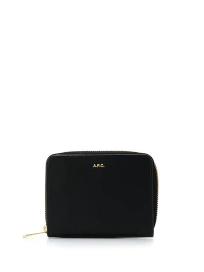 Apc Emmanuelle Compact In Embossed Leather In Noir