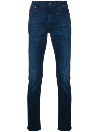 7 For All Mankind Luxe Performance: Straight-leg Denim Jeans In Blue