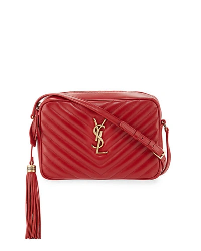 Saint Laurent Lou Medium Monogram Ysl Calf Crossbody Bag In Dark Red