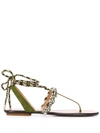 Aquazzura Surf Crystal-embellished Cord And Suede Sandals In Green