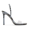 Alexander Wang Nova Studded Pvc & Snake-embossed Leather Slingback Sandals In Periwinkle