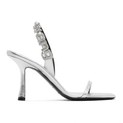 Alexander Wang Ivy Crystal-embellished Metallic Leather Slingback Sandals In White