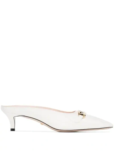 Gucci Interlocking Double G Horsebit Mules In White