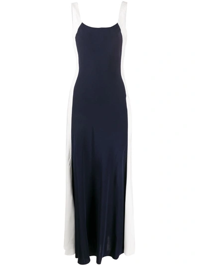Odyssee Shore Panelled-satin Maxi Dress In Blue