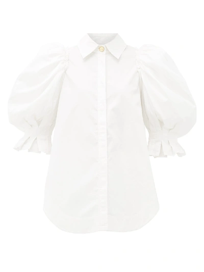 Aje Eucalypt Balloon-sleeve Cotton-poplin Shirt In White