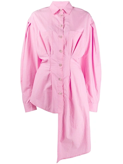Natasha Zinko Deconstructed Asymmetric Cotton Shirt In Pink