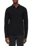 Allsaints Reform Slim Fit Long Sleeve Polo Shirt In Black