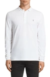 Allsaints Reform Slim Fit Long Sleeve Polo Shirt In Optic White