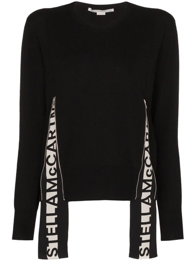 Stella Mccartney Band Logo Round Neck Sweatshirt In Black