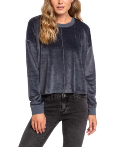Roxy Crystal Cove Crop Velour Pullover In Black