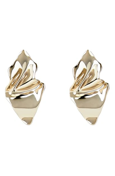 Alexis Bittar Crumpled Metal Post Earrings, Gold