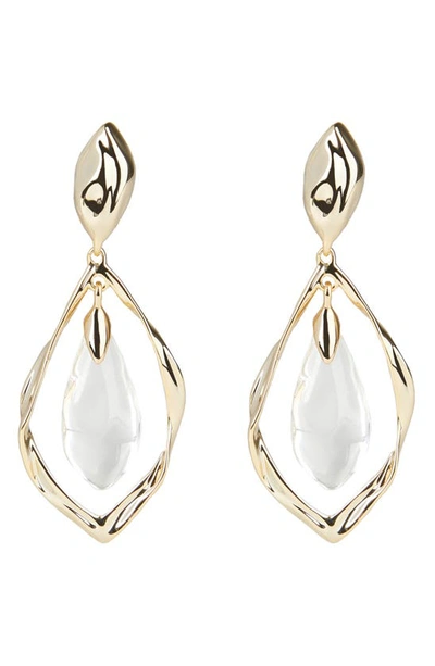 Alexis Bittar Crumpled 10k Goldplated Framed Lucite Clip-on Earrings In Clear/gold