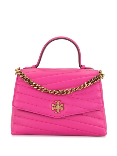 Tory Burch Kira Chevron Hand Bag Top-handle Satchel Leather Color Fuchsia