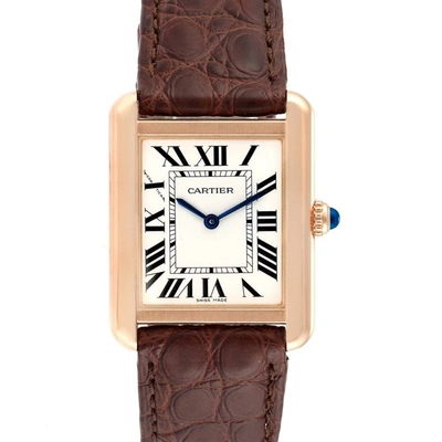 Cartier Tank Solo Rose Gold Steel Brown Dial Ladies Watch W5200024 In Not Applicable