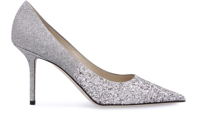 Jimmy Choo Decollete 'love 100 In Lilac Color Glittery Fabric In Silver