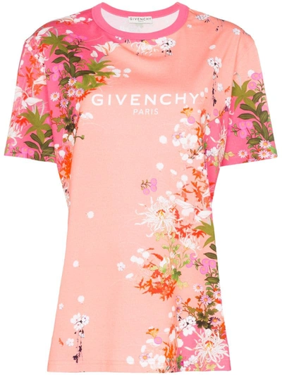 Givenchy Cherry Blossom Logo Print T-shirt In Pink