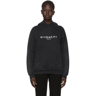 Givenchy Distressed Printed Cotton-jersey Hoodie In Black