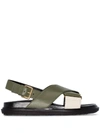 Marni Fussbett Sandal In Leather Color Olive Green